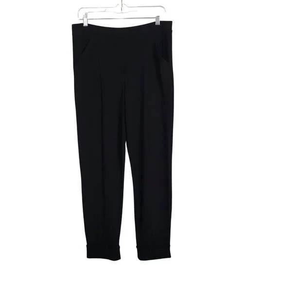 Sympli Women 10 Pants Pull On Straight Stretch Fabric Relaxed Fit Cuffed Pockets - Picture 1 of 11